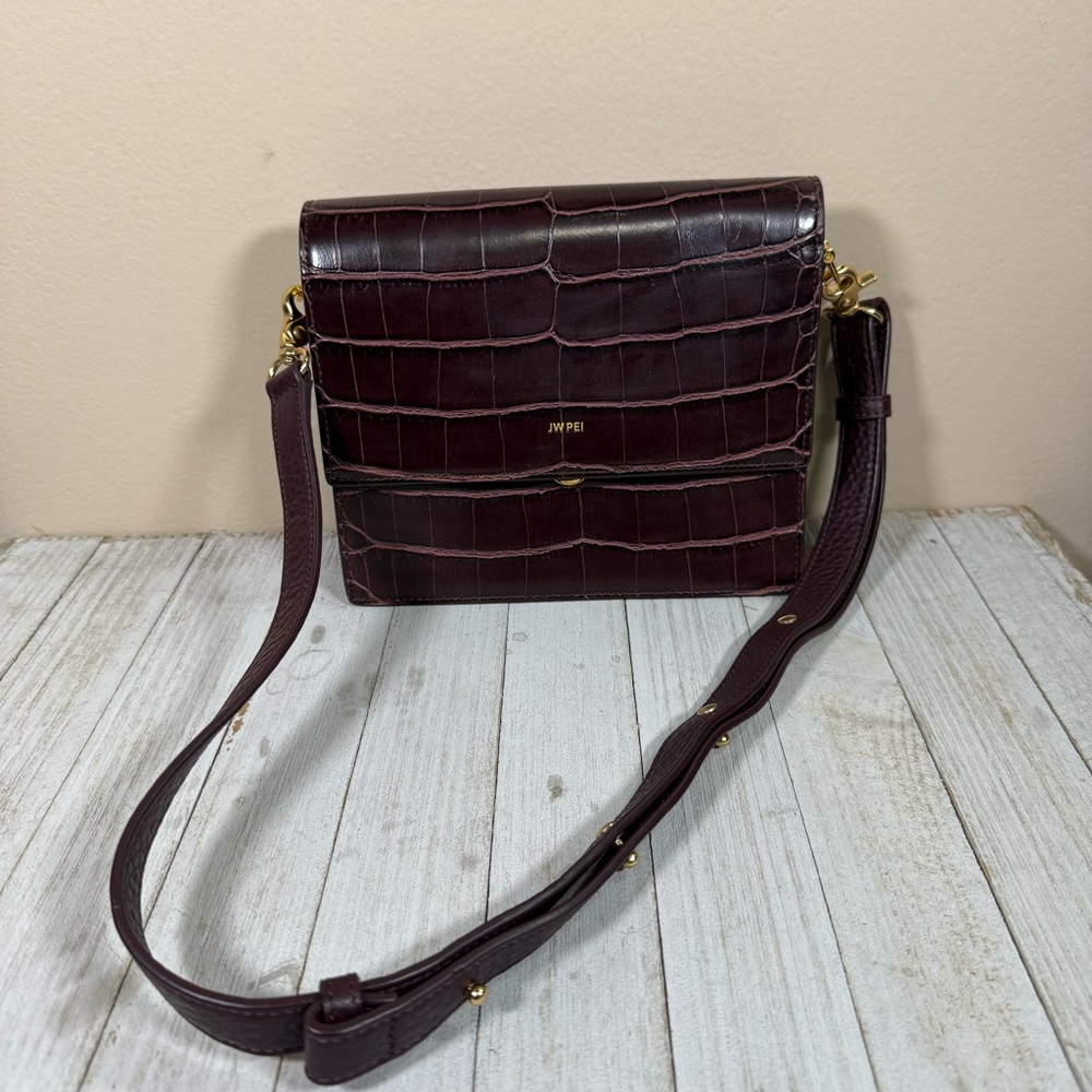 JW PEI Burgundy  Crocodile Crossbody Bag